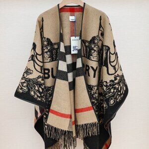 Burberry Reversible Warhorse RiderCheck Wool Shawl